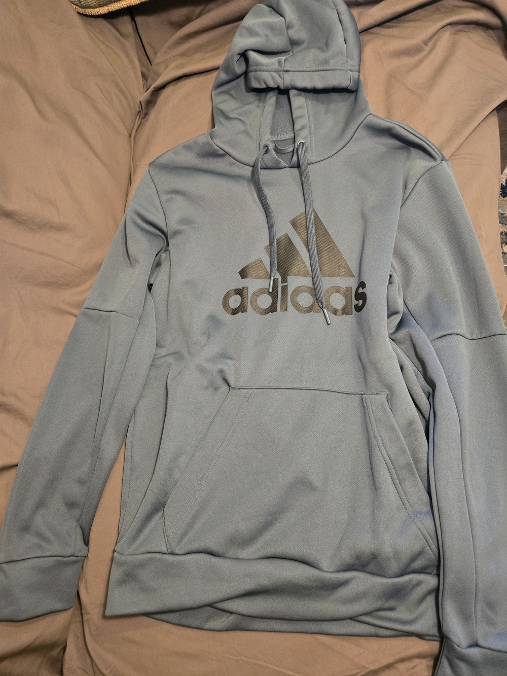 adidas Men's Light Blue Crewneck Hoodie with Black Logo